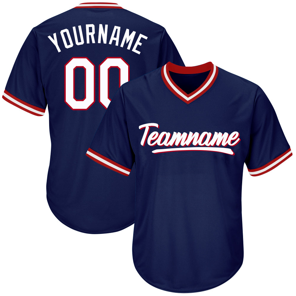 custom baseball jersey shirt navy-white-red default title