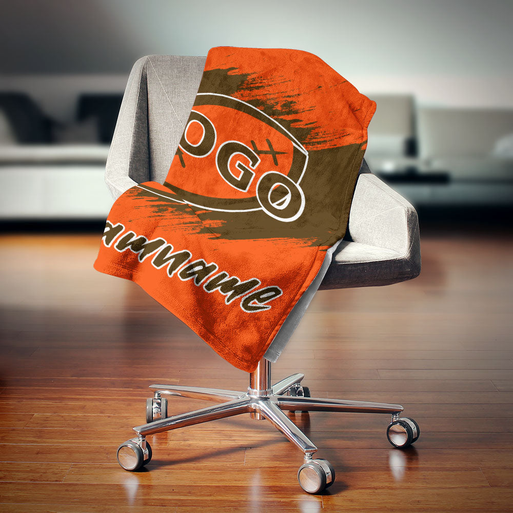 custom ultra-soft micro fleece blanket orange-brown