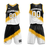 custom brush basketball suit kids adults personalized jersey black-yellow-white
