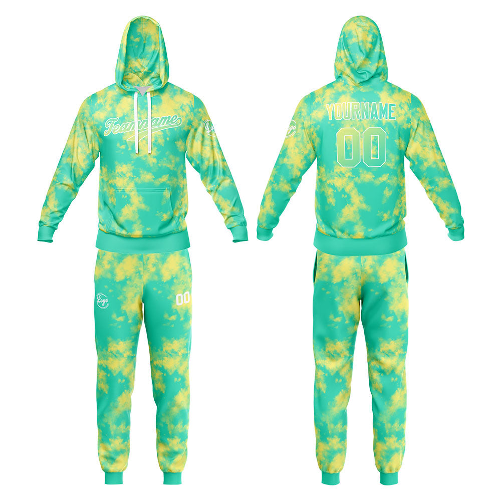 Custom Sweatshirt Hoodie For Men Women Girl Boy Print Your Logo Name Number Green-Yellow-White