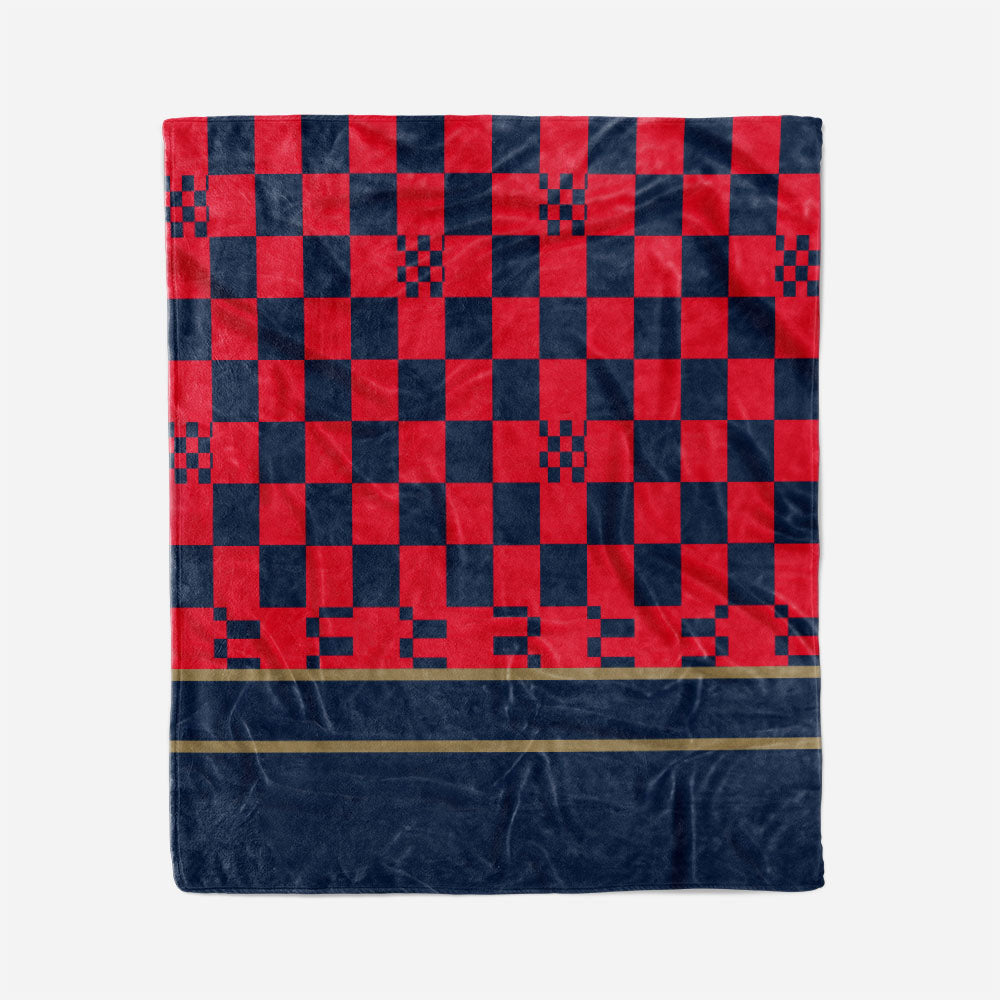 custom ultra-soft micro fleece blanket navy-red