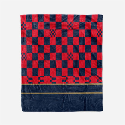 custom ultra-soft micro fleece blanket navy-red