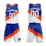 custom brush basketball suit kids adults personalized jersey royal-orange-white
