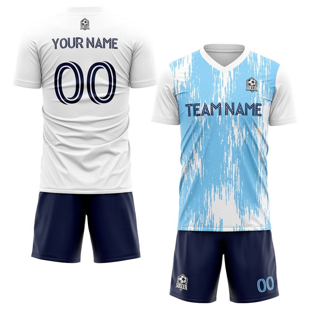 custom soccer set jersey kids adults personalized soccer blue