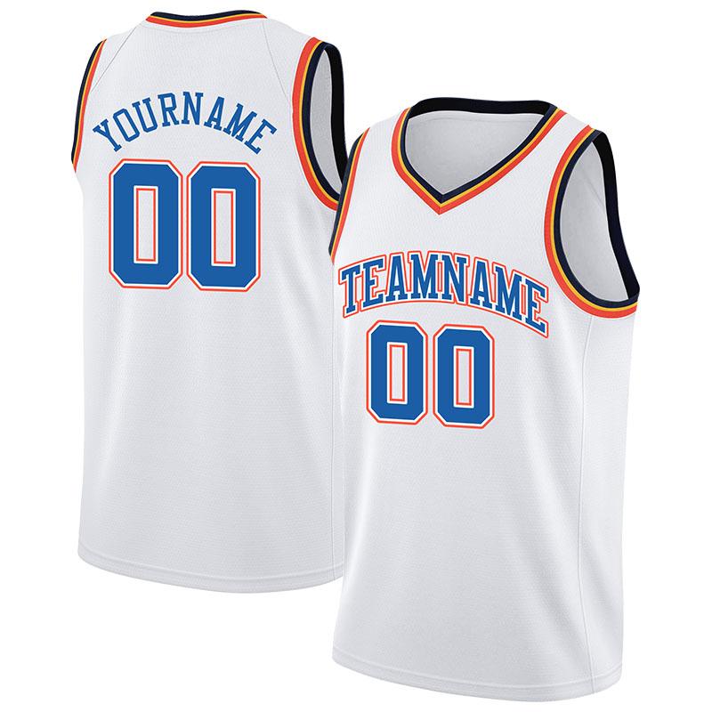 custom authentic  basketball jersey white-blue-orange-navy