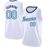 custom authentic  basketball jersey white-light blue-navy