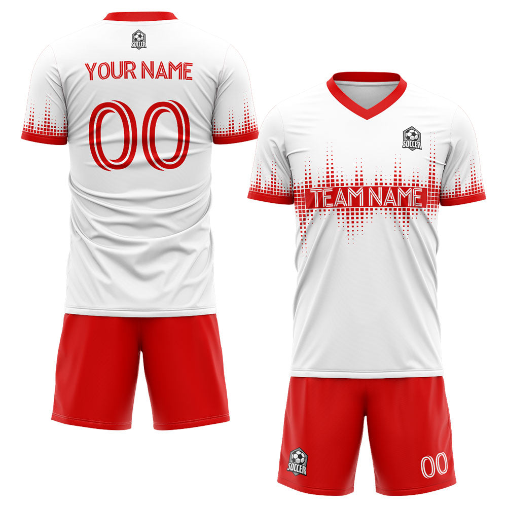 custom soccer uniform jersey kids adults personalized set jersey shirt white-red