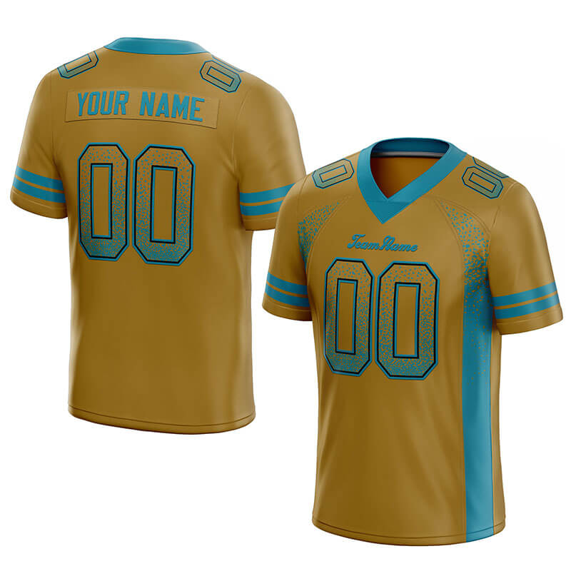 custom authentic drift fashion football jersey gold-teal mesh