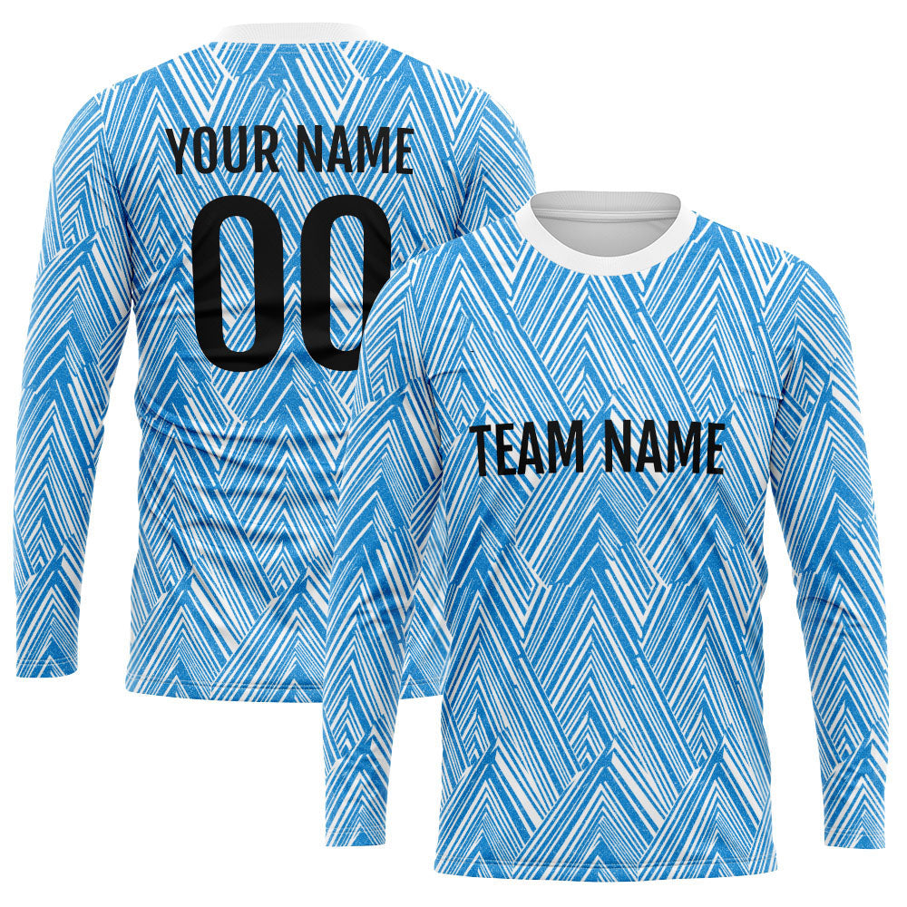 Custom Basketball Soccer Football Shooting Long T-Shirt for Adults and Kids White-Blue