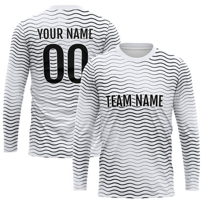 Custom Basketball Soccer Football Shooting Long T-Shirt for Adults and Kids Wave-White