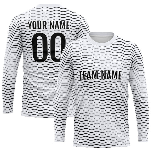 Custom Basketball Soccer Football Shooting Long T-Shirt for Adults and Kids Wave-White