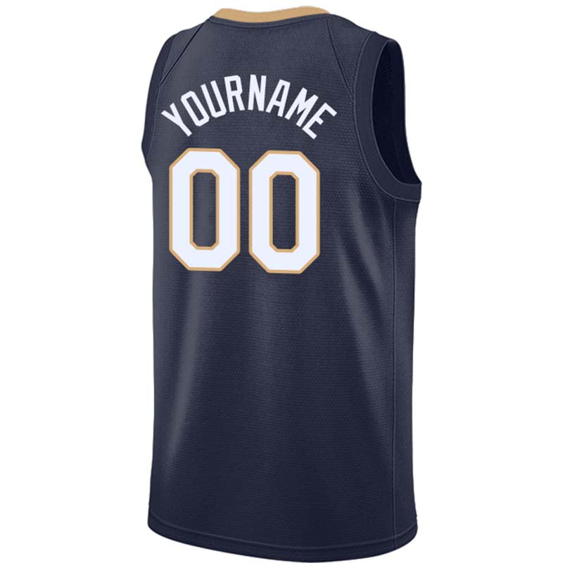 custom authentic  basketball jersey navy-gold-white