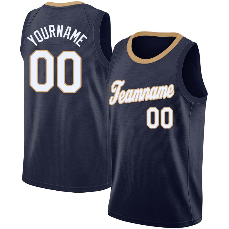 custom authentic  basketball jersey navy-gold-white