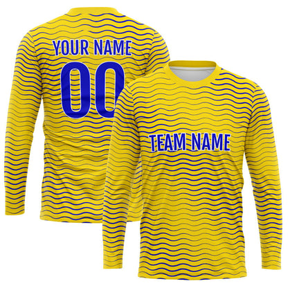 Custom Basketball Soccer Football Shooting Long T-Shirt for Adults and Kids Wave-Yellow