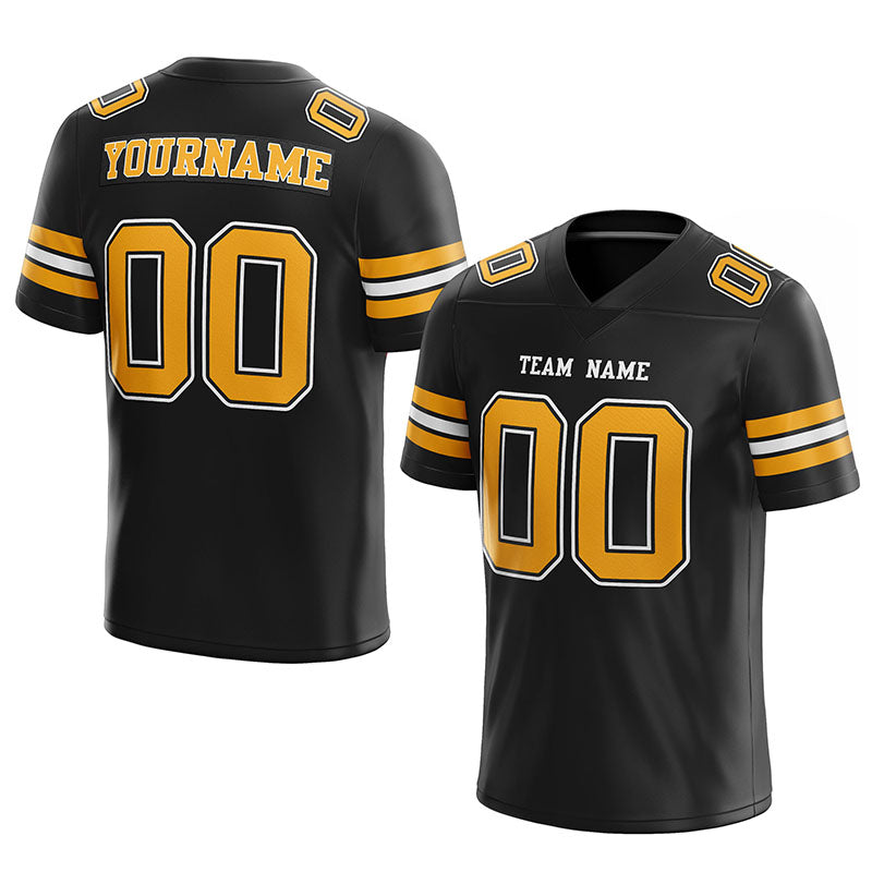 customized authentic football jersey black yellow -white mesh