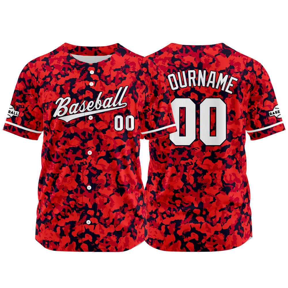 Custom Full Print Design Baseball Jersey red