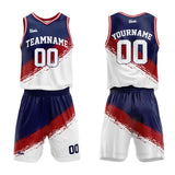 custom brush basketball suit kids adults personalized jersey navy-red-white