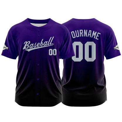 Custom Full Print Design Baseball Jersey black-purple