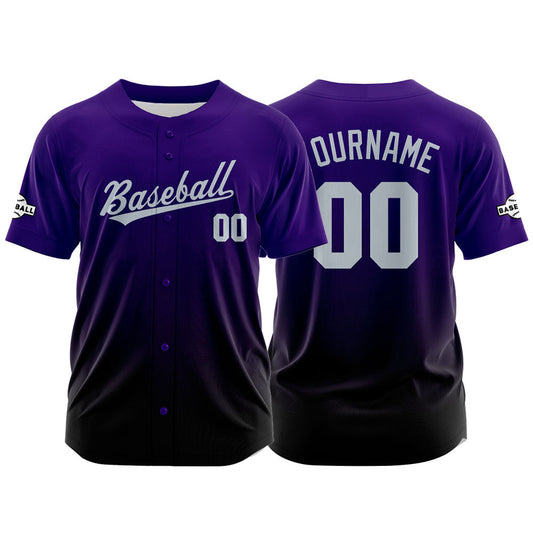 Custom Full Print Design Baseball Jersey black-purple