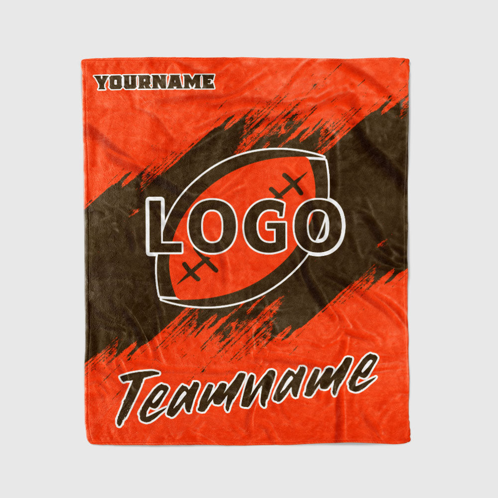 custom ultra-soft micro fleece blanket orange-brown