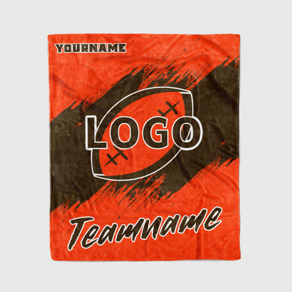 custom ultra-soft micro fleece blanket orange-brown
