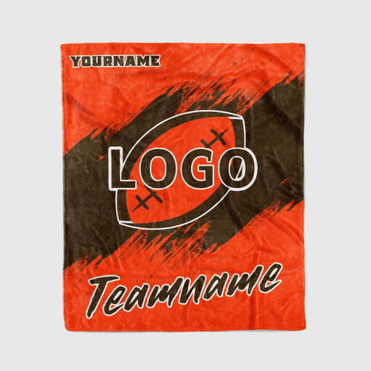 custom ultra-soft micro fleece blanket orange-brown