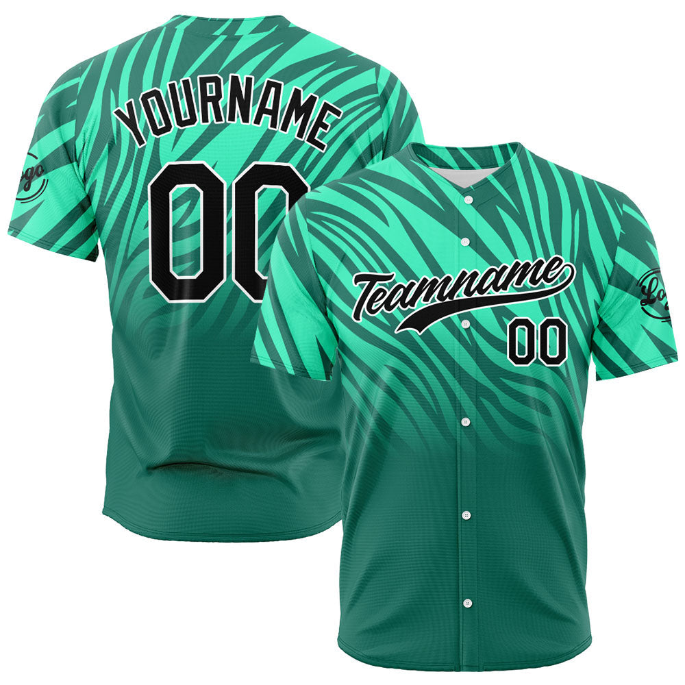 Custom Full Print Design Baseball Jersey green