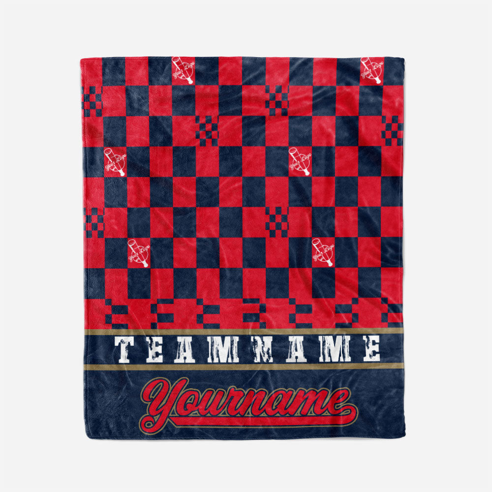 custom ultra-soft micro fleece blanket navy-red