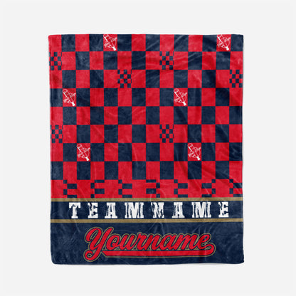 custom ultra-soft micro fleece blanket navy-red