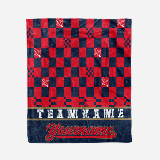 custom ultra-soft micro fleece blanket navy-red