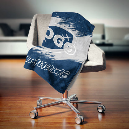 custom ultra-soft micro fleece blanket navy-gray