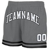 custom gray-white-black authentic throwback basketball shorts