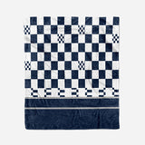 custom ultra-soft micro fleece blanket navy-white