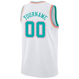 custom authentic  basketball jersey white-teal