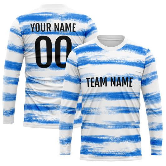 Custom Basketball Soccer Football Shooting Long T-Shirt for Adults and Kids White-Blue