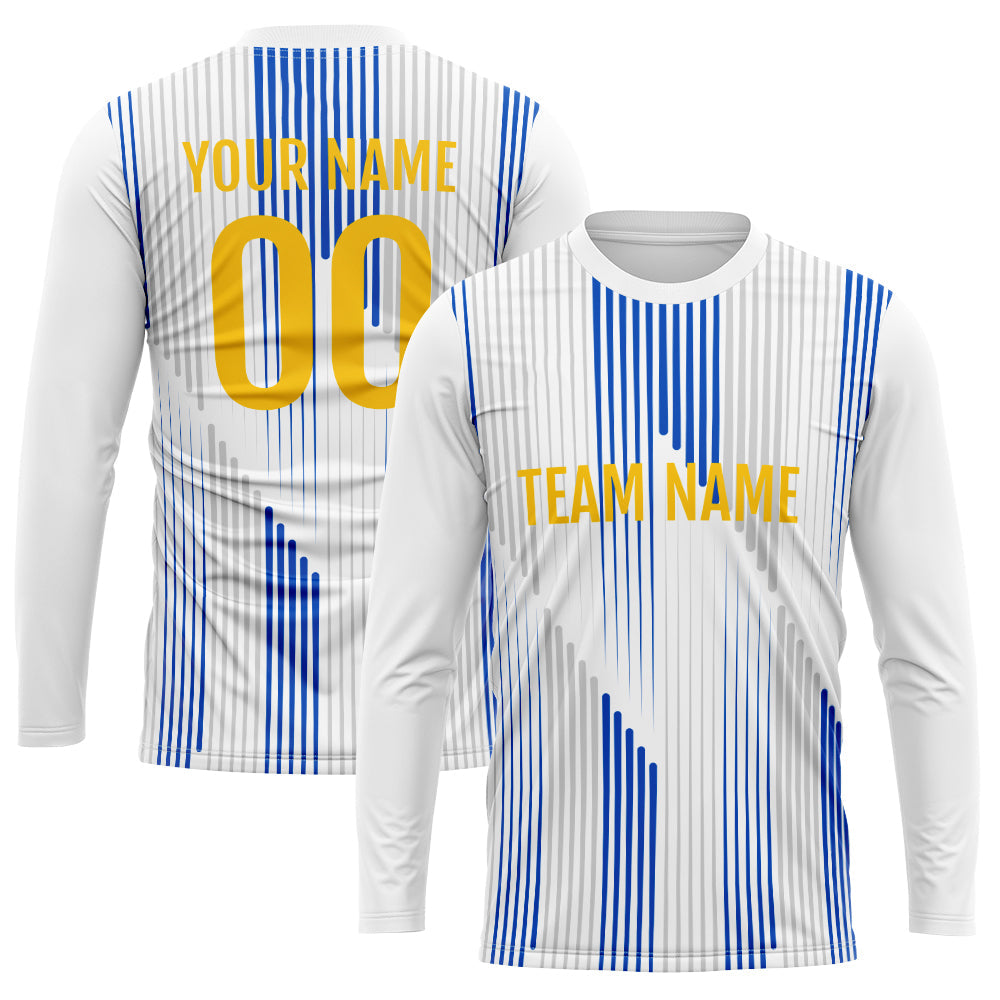 Custom Basketball Soccer Football Shooting Long T-Shirt for Adults and Kids White-Blue
