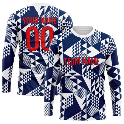 Custom Basketball Soccer Football Shooting Long T-Shirt for Adults and Kids White-Navy