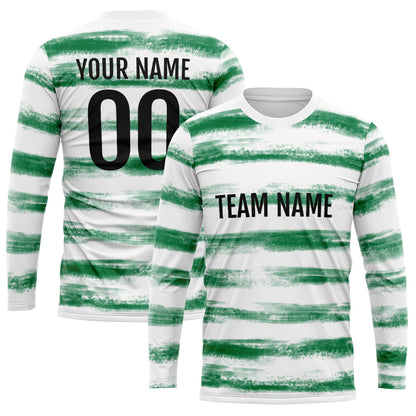 Custom Basketball Soccer Football Shooting Long T-Shirt for Adults and Kids White-Green