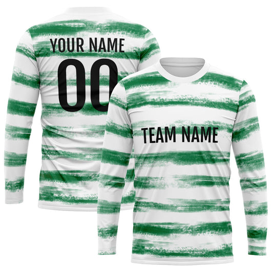 Custom Basketball Soccer Football Shooting Long T-Shirt for Adults and Kids White-Green