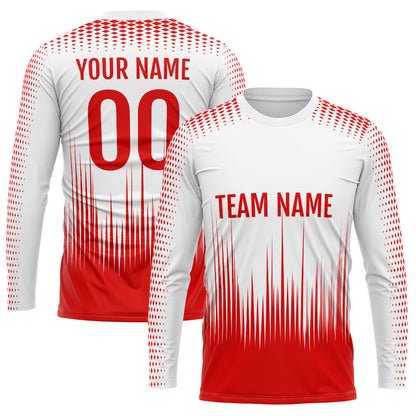 Custom Basketball Soccer Football Shooting Long T-Shirt for Adults and Kids White-Red