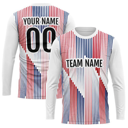 Custom Basketball Soccer Football Shooting Long T-Shirt for Adults and Kids White-Red-Navy