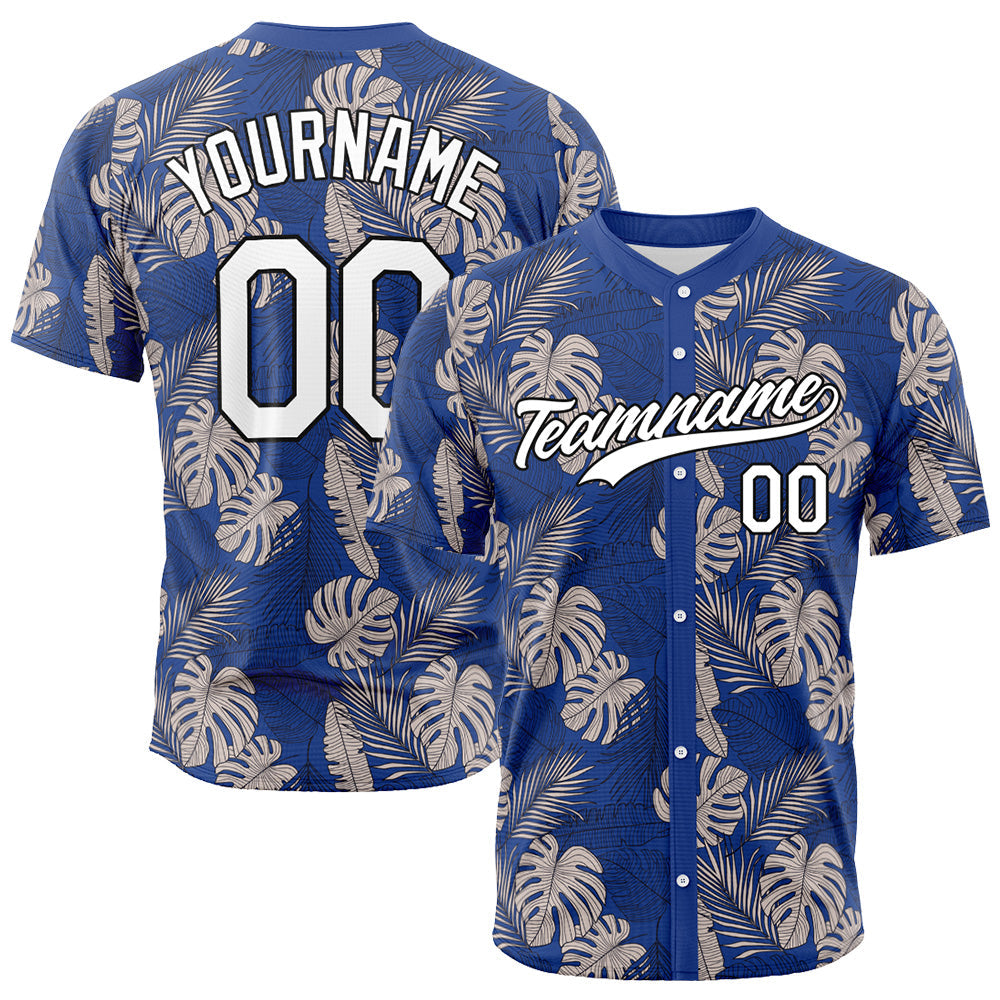 Custom Full Print Design Baseball Jersey Tropical plants