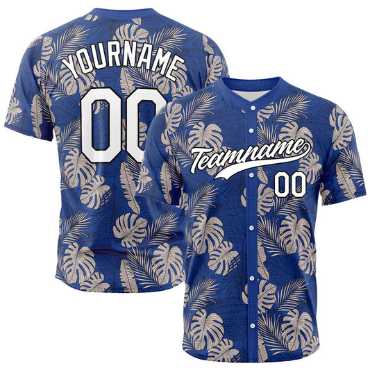 Custom Full Print Design Baseball Jersey Tropical plants