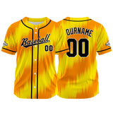 Custom Full Print Design Baseball Jersey orange-yellow