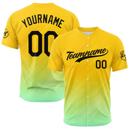 Custom Full Print Design Baseball Jersey yellow-green