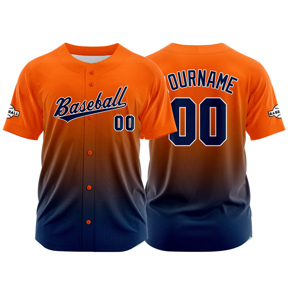 Custom Full Print Design Baseball Jersey navy-orange
