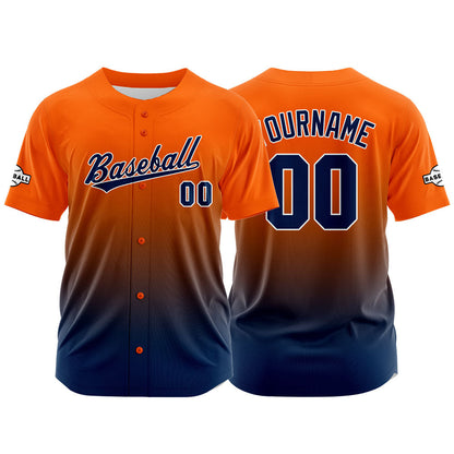 Custom Full Print Design Baseball Jersey navy-orange