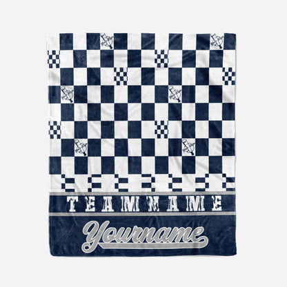 custom ultra-soft micro fleece blanket navy-white