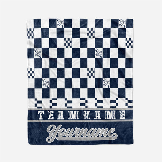 custom ultra-soft micro fleece blanket navy-white