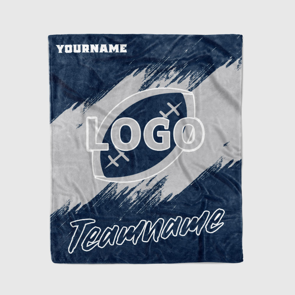 custom ultra-soft micro fleece blanket navy-gray